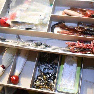 Lot B-110: Full Tackle Box - Vintage and Newer Items
