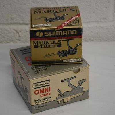 Lot B-117: Shimano Mark UL-S and Shakespeare Omni 035 Reels with Boxes