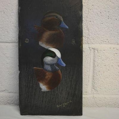 Lot B-126: Ducks Painted on Slate