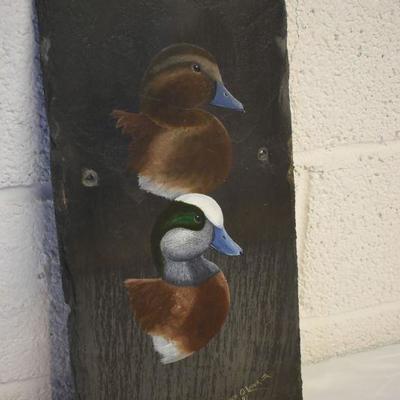 Lot B-126: Ducks Painted on Slate