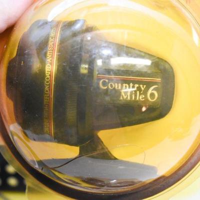 Lot B-131: Vintage Fishing Glasses, Reel, and Bait Box