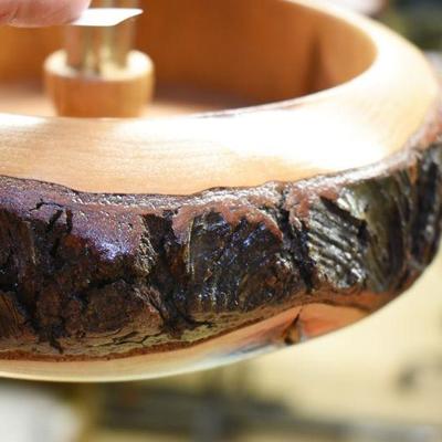 Lot B-157: Handcrafted Nut Bowl with Tools