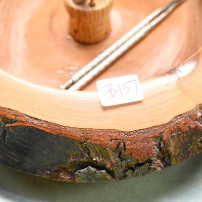 Lot B-157: Handcrafted Nut Bowl with Tools