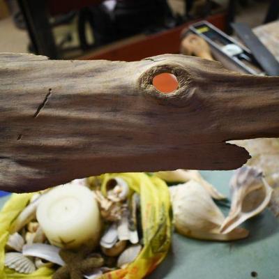 Lot B-159: Collection of Shells, Driftwood and Shell Candle
