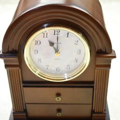 Lot B-162: Bulova Clock with Two Drawers