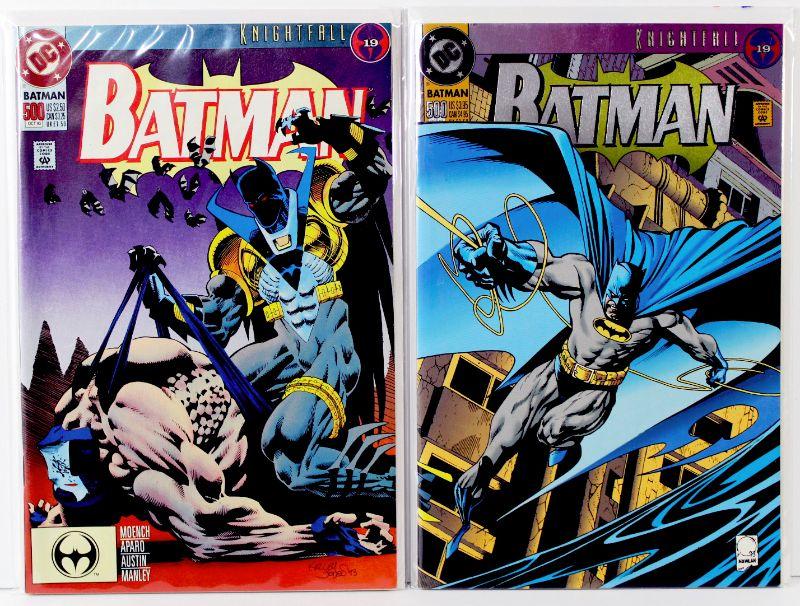 BATMAN #500 Comic Books Set Die-Cut Foil Cover plus Regular Issue 1993 DC  Comics NM 