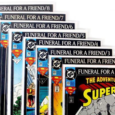 SUPERMAN: FUNERAL FOR A FRIEND COMPLETE SET PART 1-8 High Grade 1993 DC Comics