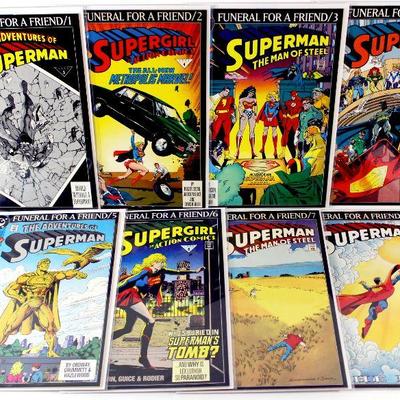 SUPERMAN: FUNERAL FOR A FRIEND COMPLETE SET PART 1-8 High Grade 1993 DC Comics