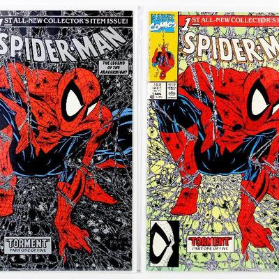 SPIDER-MAN #1 Green and Silver Cover Variants McFarlane Torment 1990 Marvel Comics - HIGH GRADE
