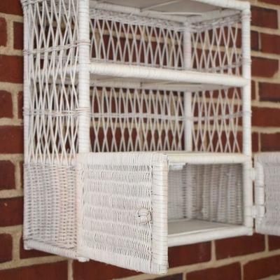 Lot H-5: White Wicker Shelves