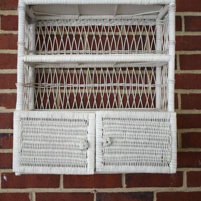 Lot H-5: White Wicker Shelves