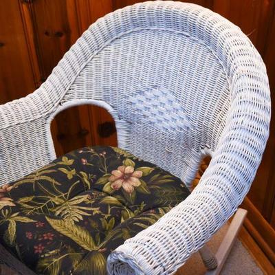Lot H-9: White Wicker Rocking Chair