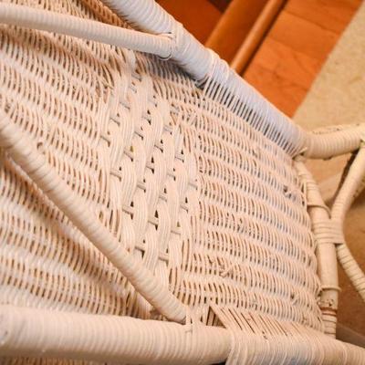 Lot H-9: White Wicker Rocking Chair