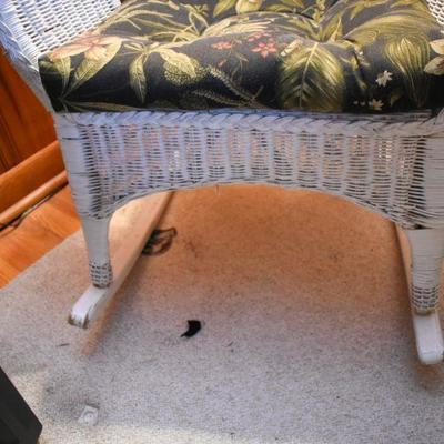 Lot H-9: White Wicker Rocking Chair