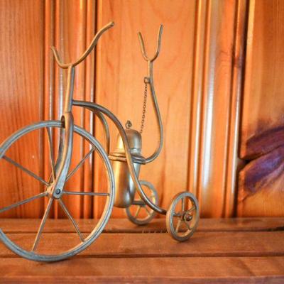 Lot H-12: Vintage Brass Bicycle with Lighter