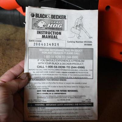 Lot O-9: Electric Black & Decker Blower
