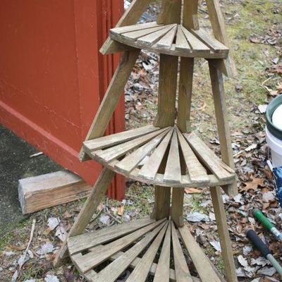 Lot O-13: Three-tier Teak Plant Stand