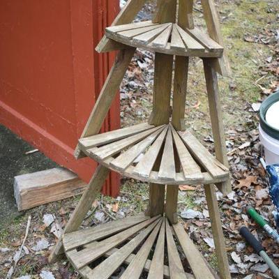Lot O-13: Three-tier Teak Plant Stand