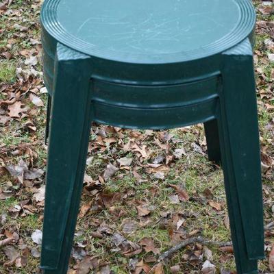 Lot O-17: Three Green Plastic Stools/Side Tables