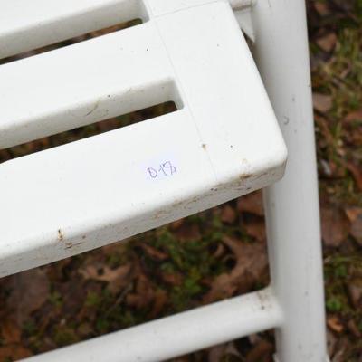 Lot O-18: Two White Folding Plastic Chairs