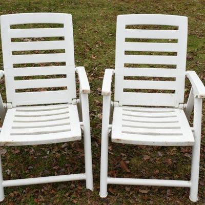 Lot O-18: Two White Folding Plastic Chairs