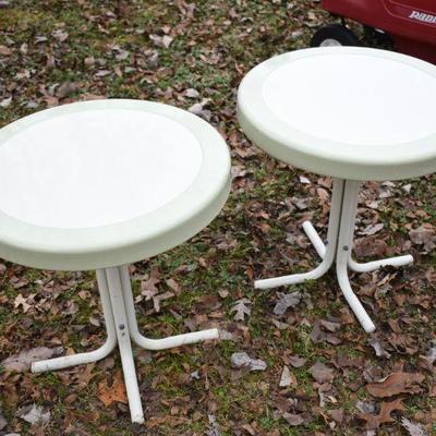 Lot O-42: Two Enameled Metal Side Tables