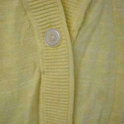 Eddie Bauer Women's Cardigan, Bright Yellow, Size Tall/Large with pockets - New