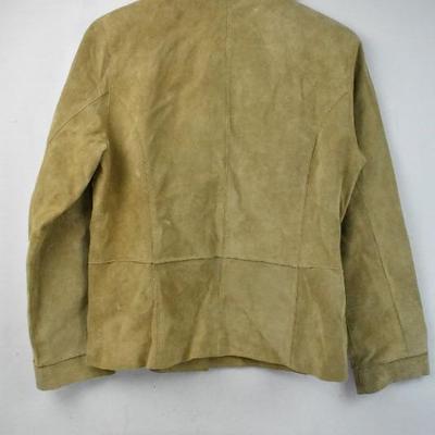 Women's Suede Jacket, Tan, Size Medium. Brandon Thomas Washable Leather