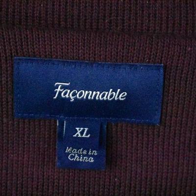 Faconnable Men's XL Half-Zip Sweater, Maroon
