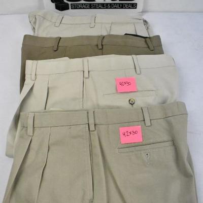 4 pairs Men's Tan Pants (3)40x30 George & Wrangler & (1)42x30: George
