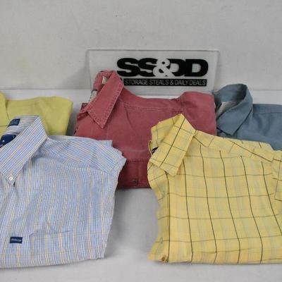 5 Men's Button Front Shirts, Short Sleeves, Size Large & XL