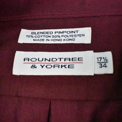 3 Long Sleeve Button Front Shirts, Red, Green & Blue, Men's XL Roundtree & Yorke