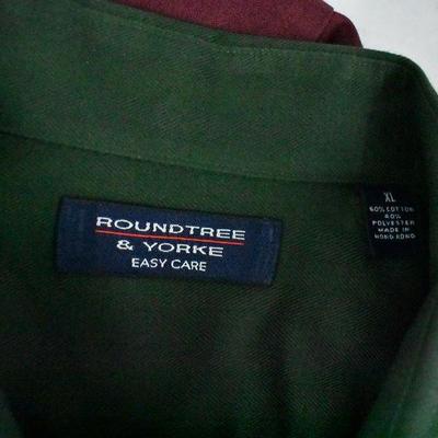 3 Long Sleeve Button Front Shirts, Red, Green & Blue, Men's XL Roundtree & Yorke