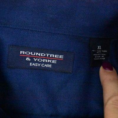 3 Long Sleeve Button Front Shirts, Red, Green & Blue, Men's XL Roundtree & Yorke