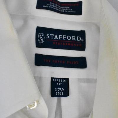 3 Men's Dress Shirts: Cream/Blue/White sz 17.5/34-35