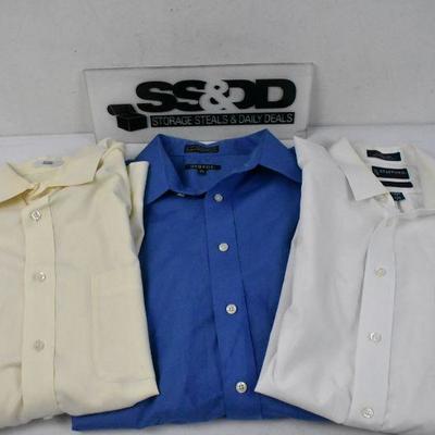 3 Men's Dress Shirts: Cream/Blue/White sz 17.5/34-35