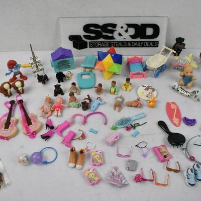 60+ Misc Small Toys Lot: Barbie Accessories, etc