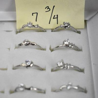 Qty 8 Costume Jewelry Rings Size 7.75 - New