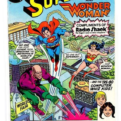 SUPERMAN and WONDER WOMAN Bronze Age Comic Book Radio Shack Promo 1982 DC Comics VF