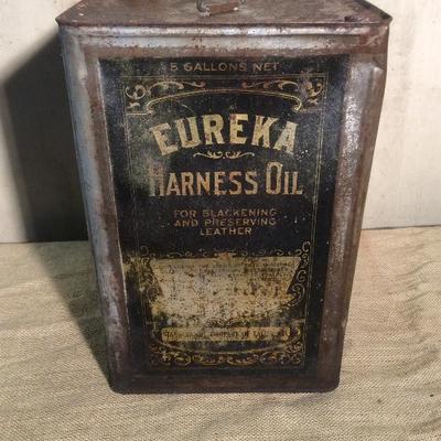 Antique Eureka Harness Oil Tin