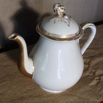 Antique Porcelain Coffee Pot White & Gold