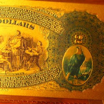 1915 2 Dollar 24 K Gold Bank Note   1916