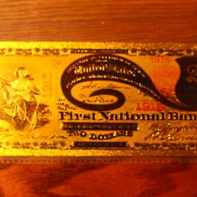 1915 2 Dollar 24 K Gold Bank Note   1916