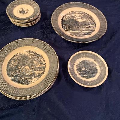 Vintage Currier & Ives blue pattern by Royal 