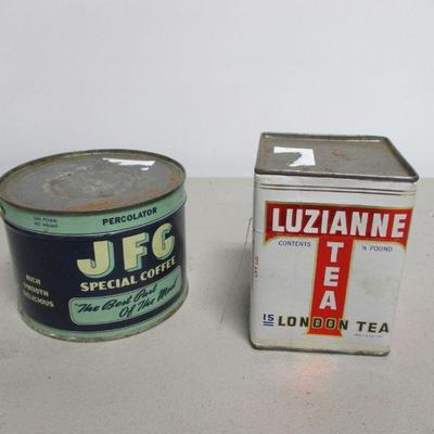 Lot 5 - J F G Special Coffee & Luzianne London Tea Cans