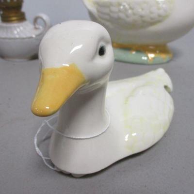 Lot 6 - Mini Oil Lanterns - Bird Shakers - Duck Gravy Boat