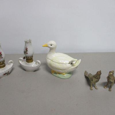 Lot 6 - Mini Oil Lanterns - Bird Shakers - Duck Gravy Boat