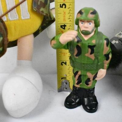 3 pc Armed Forces Toys: Yellow M&M, Plastic Figure, 