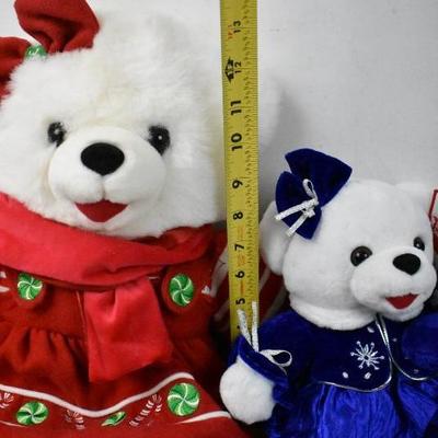 Stuffed Animal Teddy Bears (2) Christmas & (2) Patriotic