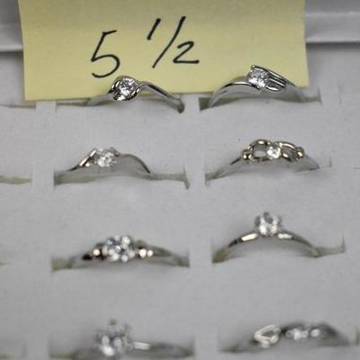 Qty 8 Costume Jewelry Rings size 5.5 - New
